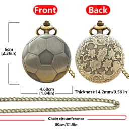 Retro Charm Neutral Fashion Football Carving Quartz Pocket Watch Steampunk Men's and Women's Necklace Pendant Gift