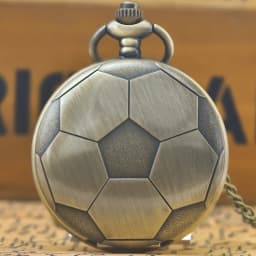 Retro Charm Neutral Fashion Football Carving Quartz Pocket Watch Steampunk Men's and Women's Necklace Pendant Gift