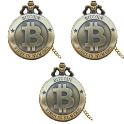 Retro Charm Neutral Fashion Hollow Bitcoin Carving Quartz Steampunk Pocket Watch Men's and Women's Necklace Pendant Gift