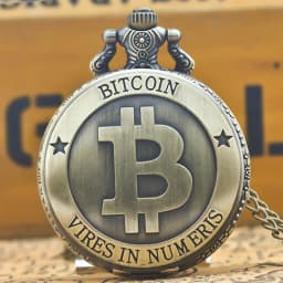 Retro Charm Neutral Fashion Hollow Bitcoin Carving Quartz Steampunk Pocket Watch Men's and Women's Necklace Pendant Gift