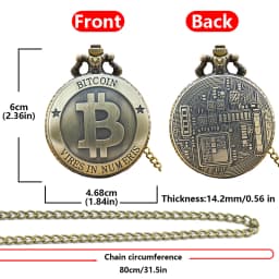 Retro Charm Neutral Fashion Hollow Bitcoin Carving Quartz Steampunk Pocket Watch Men's and Women's Necklace Pendant Gift