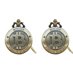 Retro Charm Neutral Fashion Hollow Bitcoin Carving Quartz Steampunk Pocket Watch Men's and Women's Necklace Pendant Gift