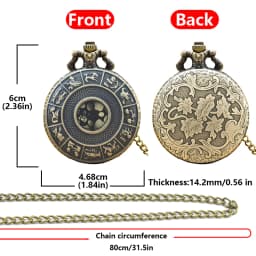 Steampunk Vintage Bronze Twelve Constellations Hollow Quartz Pocket Watch Necklace Pendant Clock Chain Men Women Chain Gift