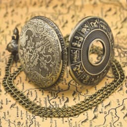Steampunk Vintage Bronze Twelve Constellations Hollow Quartz Pocket Watch Necklace Pendant Clock Chain Men Women Chain Gift