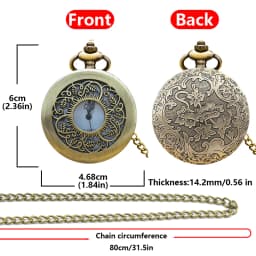 Vintage Bronze Clamshell Openwork Flower Carved Necklace Quartz Pocket Watch Fashion Jewelry Gift For Ladies Gift