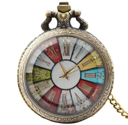 Retro Bronze Steampunk Seven-Color Roman Flip-Back Quartz Necklace Series Commemorative Pocket Watch For Male And Female Student
