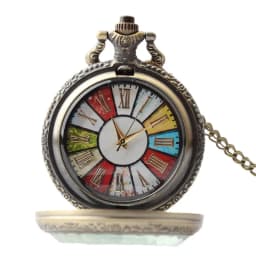 Retro Bronze Steampunk Seven-Color Roman Flip-Back Quartz Necklace Series Commemorative Pocket Watch For Male And Female Student