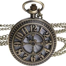 Antique Bronze Hollow Pocket Watch, Steampunk Quartz Analog Watch, Vintage Pendant Watch, Classic Retro Pocket Watch with Chain