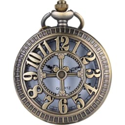 Antique Bronze Hollow Pocket Watch, Steampunk Quartz Analog Watch, Vintage Pendant Watch, Classic Retro Pocket Watch with Chain