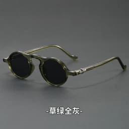 Vintage Round Sunglasses for Women Men Ultra-Light Oval Mini-Framed Fashion Sunglasses for Driving High Quality Travel Eyewear