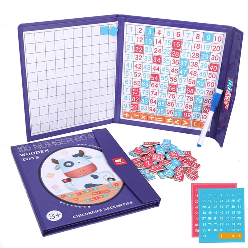 1-100 Montessori Magnetic Number Book Math Toy Count Board Games Arithmetic Learning Teaching Aid Early Educational Toy For Kids