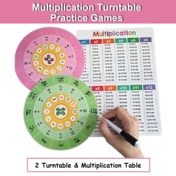 Montessori 1-12 Multiplication Table Cards, Multiplication Turntable Training Game, Self-check Math Facts Learning Aids for Kids