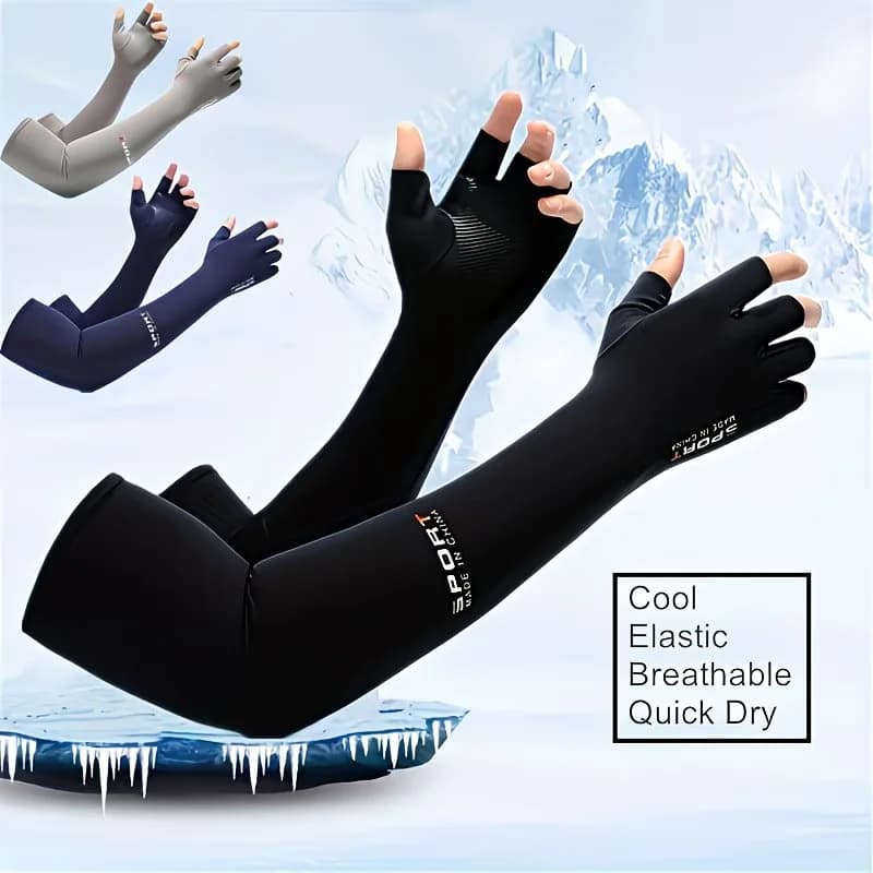 Summer Sun Protection Sleeves Breathable Quick Drying Fishing Cycling Arm Covers Cooling Driving Running Sports Arm Sleeves