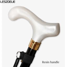 Adjustable Folding Walking Stick 87cm-97cm White Resin Handle Black Aluminum Alloy Canes Men And Women Lightweight Walking Stick