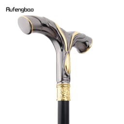 Golden Black Flowing Lines Handle Walking Stick with Hidden Plate Self Defense Fashion Cane Plate Cosplay Crosier Stick 92cm