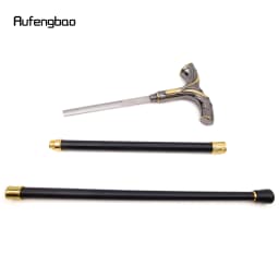 Golden Black Flowing Lines Handle Walking Stick with Hidden Plate Self Defense Fashion Cane Plate Cosplay Crosier Stick 92cm