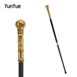 Elegant Golden Round Handle Fashion Walking Stick Cosplay Gentlemen Vintage Handmade Walking Cane Lady Detachable Walking Canes
