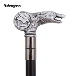 Silver Resin Wolf Head Walking Cane Fashion Decorative Steel Stick Gentleman Elegant Cosplay Cane Knob Crosier 92cm