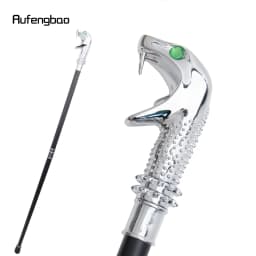 White Luxury Snake Cobra Green Eyes Fashion Walking Stick Party Decorative Walking Cane Elegant Crosier Knob Walking Stick 92cm