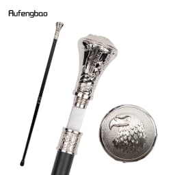 White Eagle Hawk Head Totem Relief Walking Stick with Hidden Plate Self Defense Fashion Cane Plate Cosplay Crosier Stick 93cm