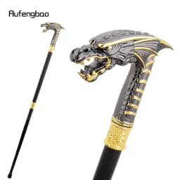 Golden Black Dragon Head Walking Cane Fashion Decorative Walking Stick Cosplay Cane Knob Crosier Performance Stage Cane 93cm