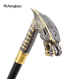 Golden Black Dragon Head Walking Cane Fashion Decorative Walking Stick Cosplay Cane Knob Crosier Performance Stage Cane 93cm