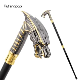 Golden Black Dragon Head Walking Cane Fashion Decorative Walking Stick Cosplay Cane Knob Crosier Performance Stage Cane 93cm