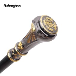 Golden Black Freemasonry Freemasons VG Totem Relief Walking Cane Fashion Walking Stick Gentleman Crosier Knob Walking Stick 93cm