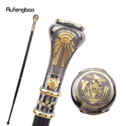 Golden Black Freemasonry Freemasons VG Totem Relief Walking Cane Fashion Walking Stick Gentleman Crosier Knob Walking Stick 93cm
