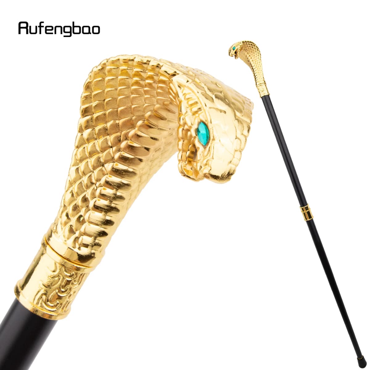 Golden Luxury Cobra Snake Handle Fashion Walking Stick Cane Elegant Crosier Knob Walking Stick 94cm Performance Stage Cane