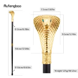 Golden Luxury Cobra Snake Handle Fashion Walking Stick Cane Elegant Crosier Knob Walking Stick 94cm Performance Stage Cane