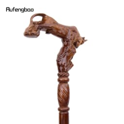 Fighting Bull Brown Wooden Fashion Stick Decorative Vampire Cospaly Party Wood Walking Cane Performance stage Cane 96cm