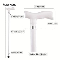 White Trapezoidal Handle Wooden Single Joint Fashion Stick Cane Halloween Mace Crutch Wand Crosier Performance Stage Cane 94cm