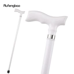 White Trapezoidal Handle Wooden Single Joint Fashion Stick Cane Halloween Mace Crutch Wand Crosier Performance Stage Cane 94cm