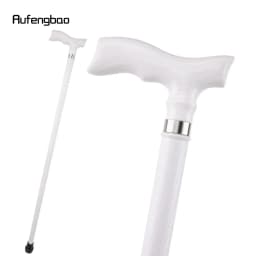 White Trapezoidal Handle Wooden Single Joint Fashion Stick Cane Halloween Mace Crutch Wand Crosier Performance Stage Cane 94cm
