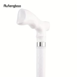 White Trapezoidal Handle Wooden Single Joint Fashion Stick Cane Halloween Mace Crutch Wand Crosier Performance Stage Cane 94cm
