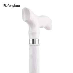 White Trapezoidal Handle Wooden Single Joint Fashion Stick Cane Halloween Mace Crutch Wand Crosier Performance Stage Cane 94cm