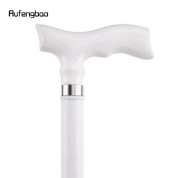 White Trapezoidal Handle Wooden Single Joint Fashion Stick Cane Halloween Mace Crutch Wand Crosier Performance Stage Cane 94cm