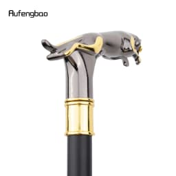 Golden Black Leopard with Tail Fashion Walking Stick for Party Decorative Walking Cane Elegant Crosier Knob Walking Stick 93cm
