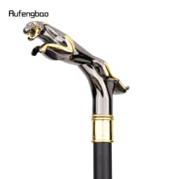 Golden Black Leopard with Tail Fashion Walking Stick for Party Decorative Walking Cane Elegant Crosier Knob Walking Stick 93cm