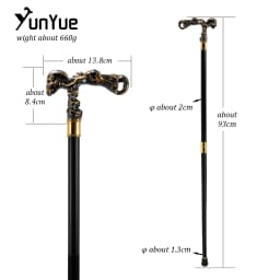 Black Gold Skull Steampunk Walking Cane Fashion Decorative Walking Stick Cospaly Gothic Vintage Party Fashionable Walking Cane