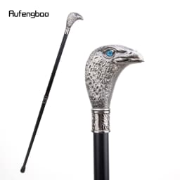 Sliver Eagle Head with Blue Eyes Walking Cane Fashion Decorative Walking Stick Gentleman Elegant Cosplay Cane Knob Crosier 93cm