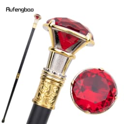 Red Diamond Type Golden White Walking Cane Fashion Decorative Walking Stick Gentleman Elegant Cosplay Cane Knob Crosier 90cm