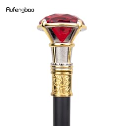 Red Diamond Type Golden White Walking Cane Fashion Decorative Walking Stick Gentleman Elegant Cosplay Cane Knob Crosier 90cm