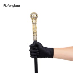 Golden Grey Luxury Round Handle Walking Stick with Hidden Plate Self Defense Fashion Cane Plate Cosplay Crosier Stick 93cm
