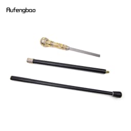 Golden Grey Luxury Round Handle Walking Stick with Hidden Plate Self Defense Fashion Cane Plate Cosplay Crosier Stick 93cm