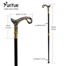 Black Gold Magic Lamp Fashion Walking Stick Art Decorative Walking Cane Gentleman Elegant Crutches Cosplay Film Props Crutch 93