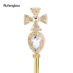 Golden White Alloy Crown Fairy Wands for Girl Princess Wands for Kids Angel Wand for Party Costume Wedding Birthday Party 50cm