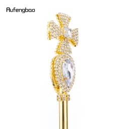 Golden White Alloy Crown Fairy Wands for Girl Princess Wands for Kids Angel Wand for Party Costume Wedding Birthday Party 50cm