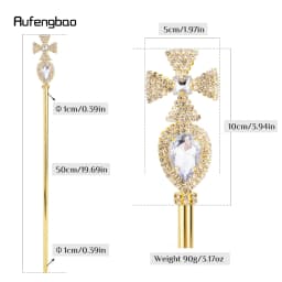 Golden White Alloy Crown Fairy Wands for Girl Princess Wands for Kids Angel Wand for Party Costume Wedding Birthday Party 50cm